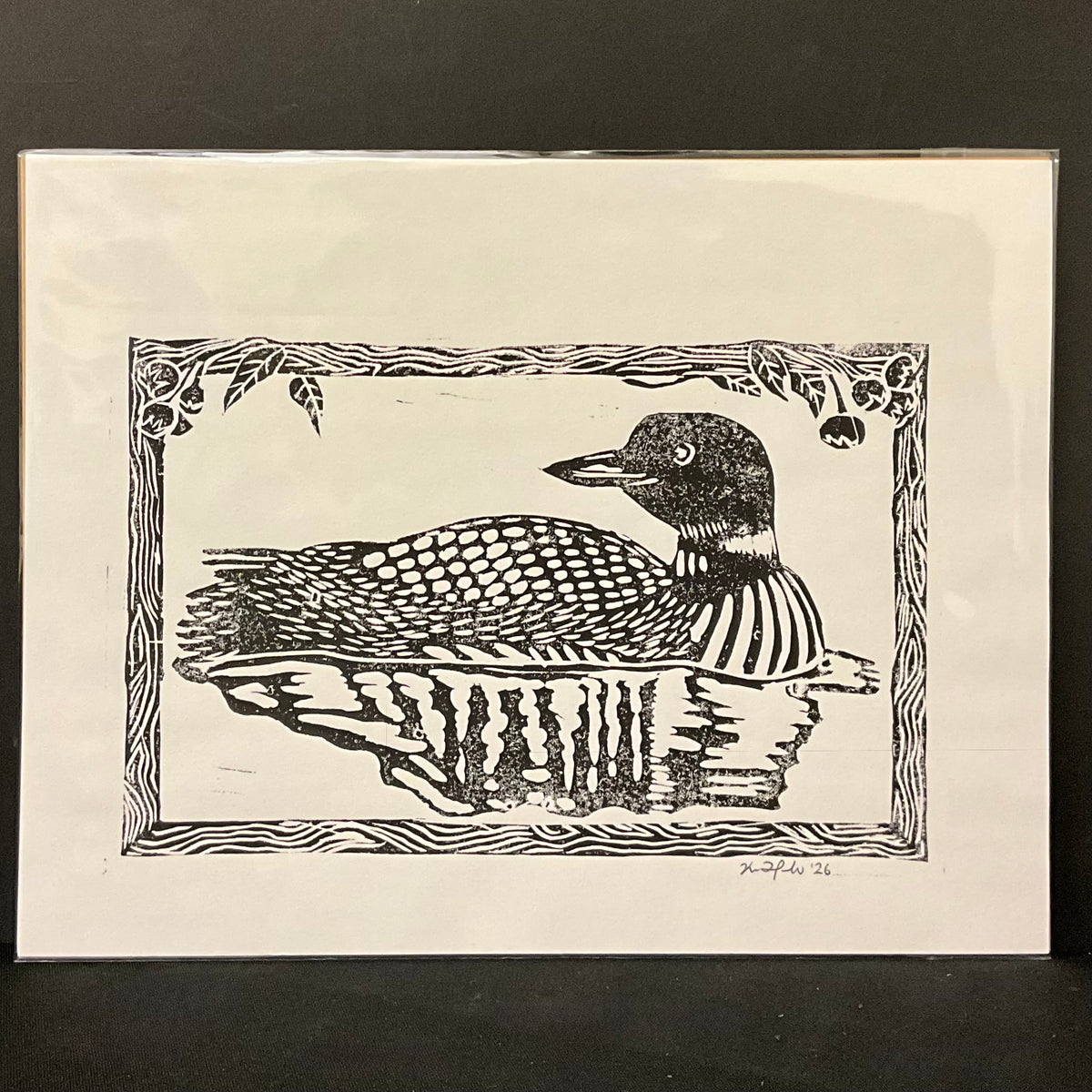 Loon Original Print on White
