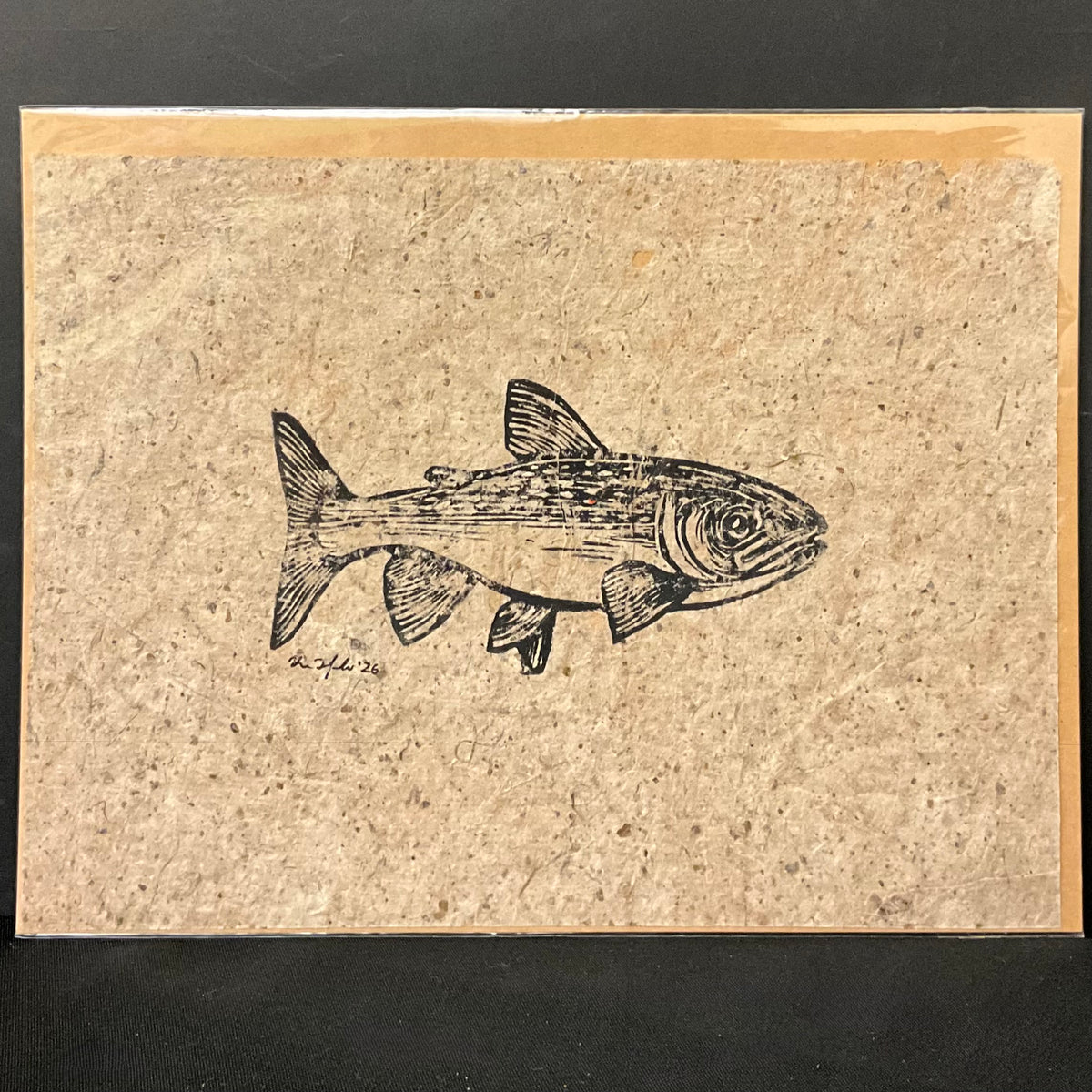 Trout Original Print on Brown