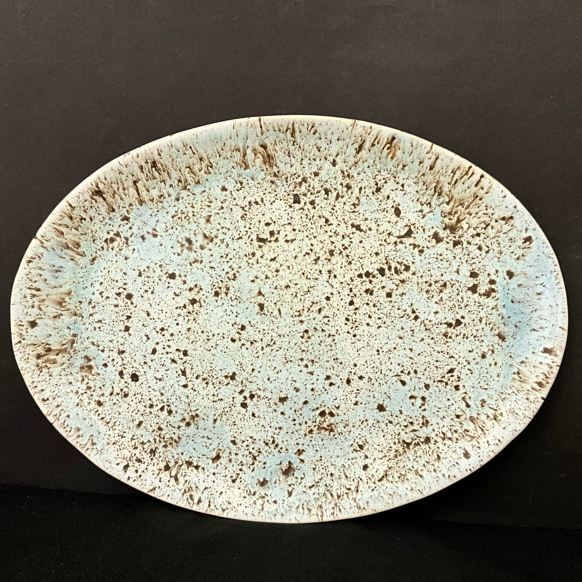 Oval Tray in Celadon & Aqua Speckled Glaze