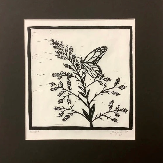 “Nectar” Rubber Block Print Matted