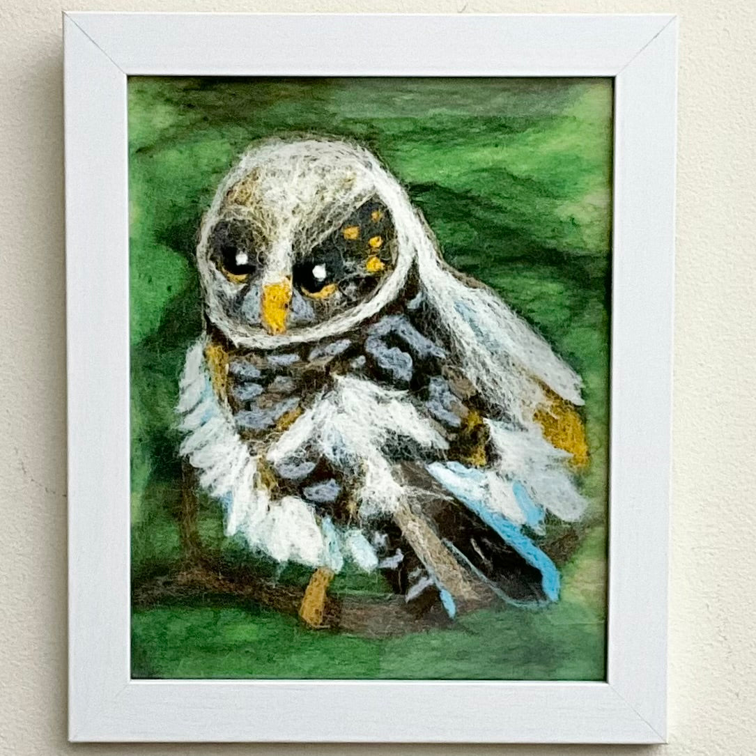 "Owl" Print of Hand Felted Framed Art