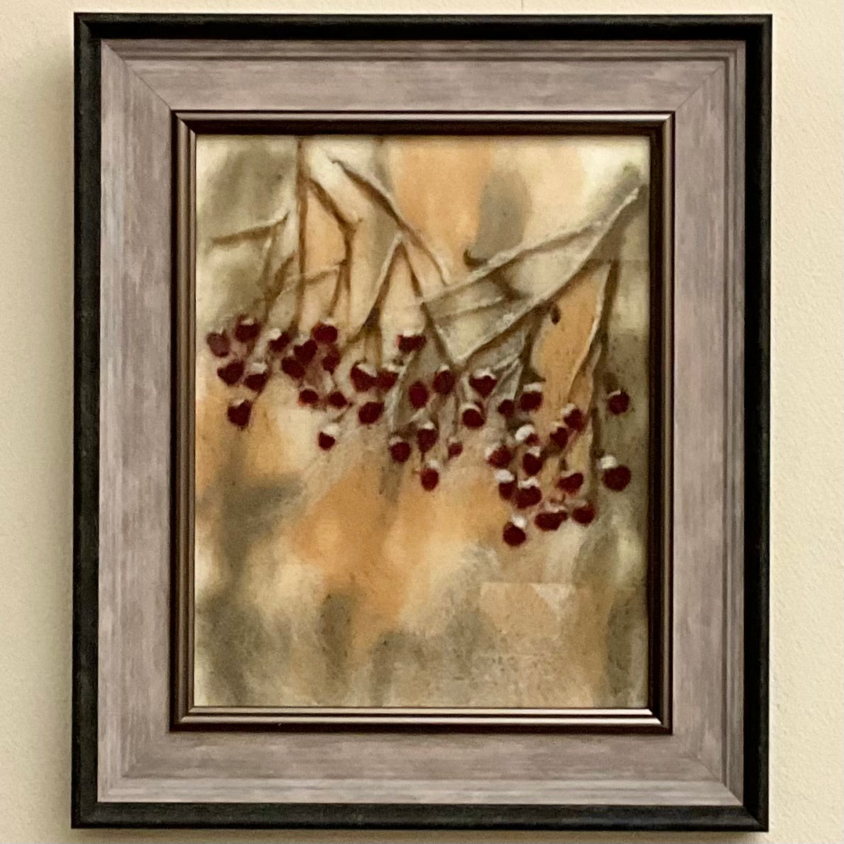"Winter Berry" Print of Hand Felted Framed Art