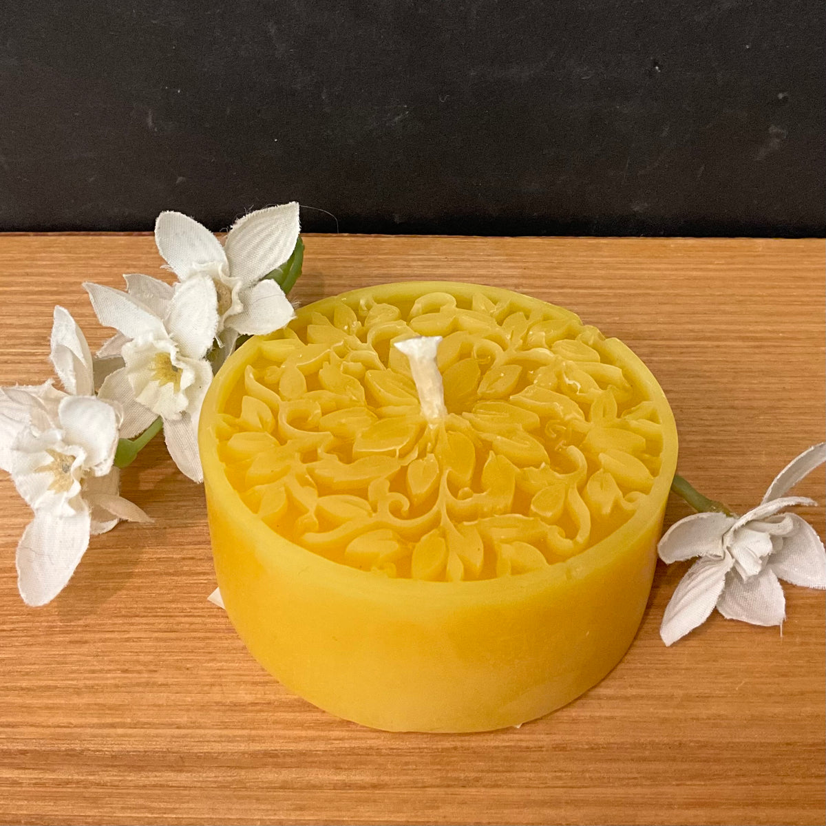 Floral Dish Beeswax Candle