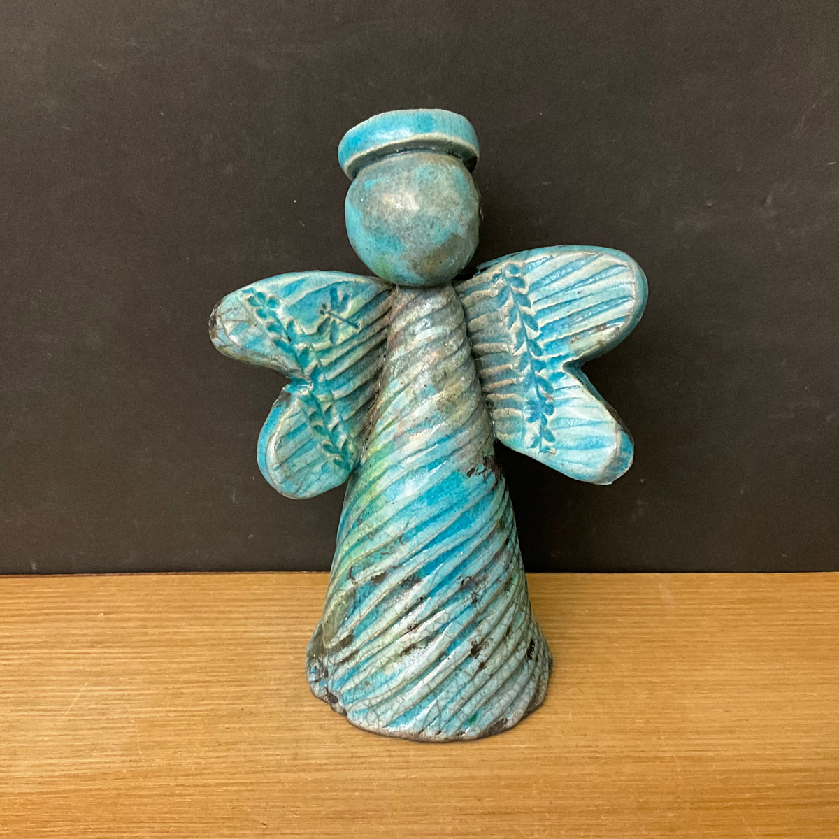 Large Folk Angel in Turquoise Blue