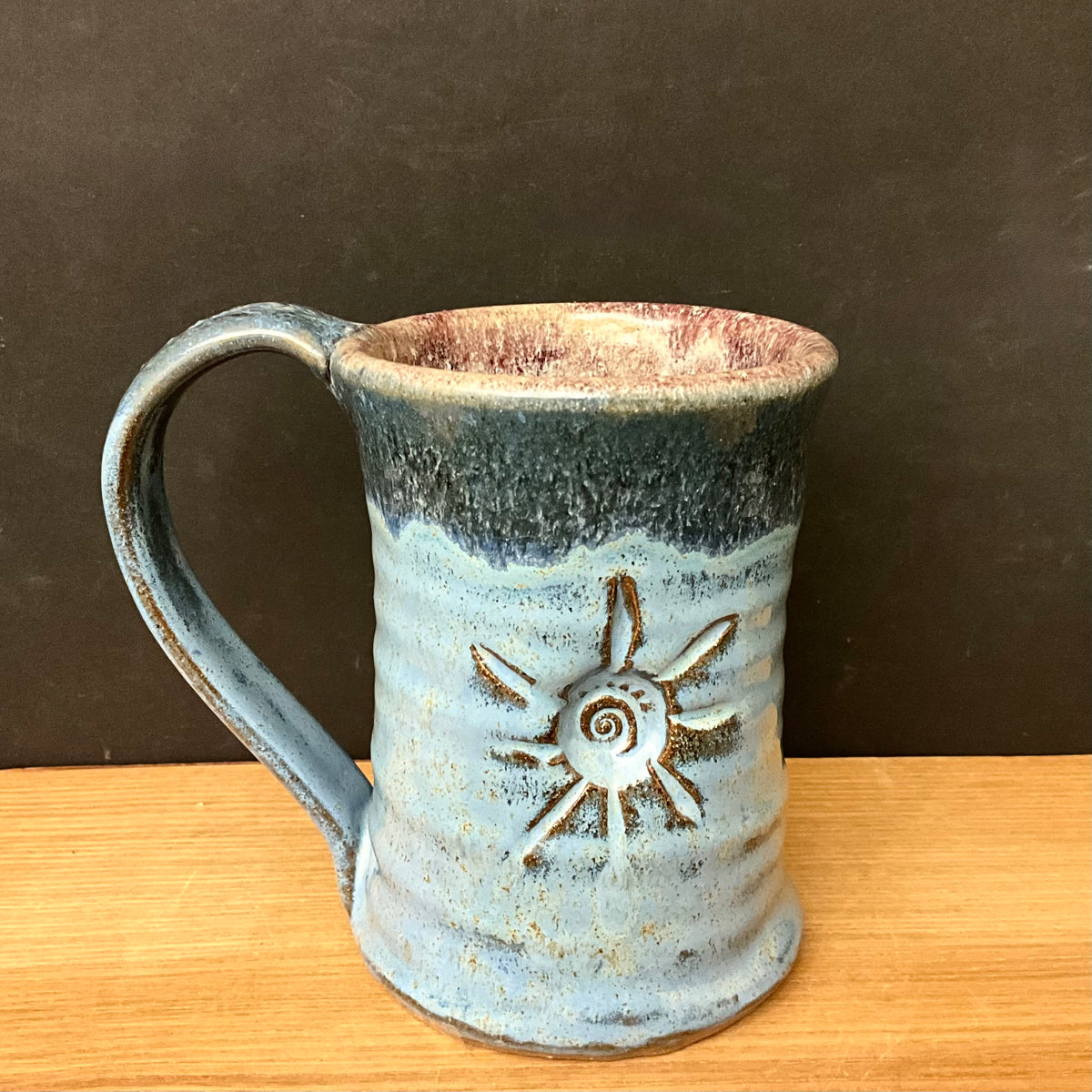 Tall Mug in Sky Blue & Steel Sunburst