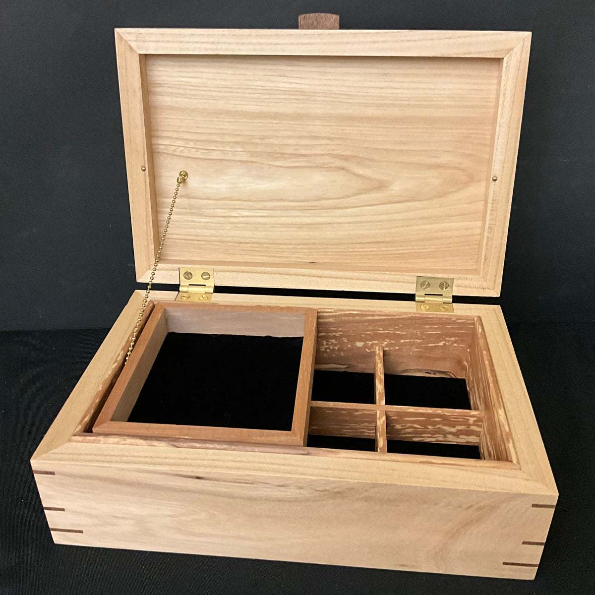 Elm Jewelry Box with Divider and Sliding Tray