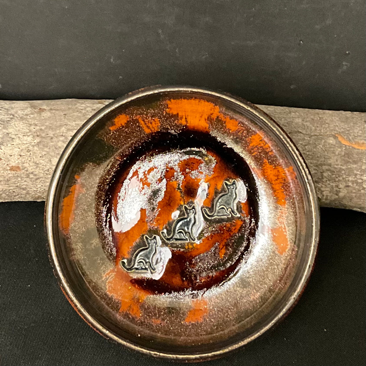 Trinket Dish Cats in Dark Iridescent Brown