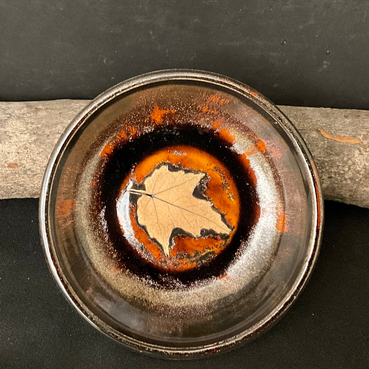 Trinket Dish Maple Leaf in Dark Iridescent Brown