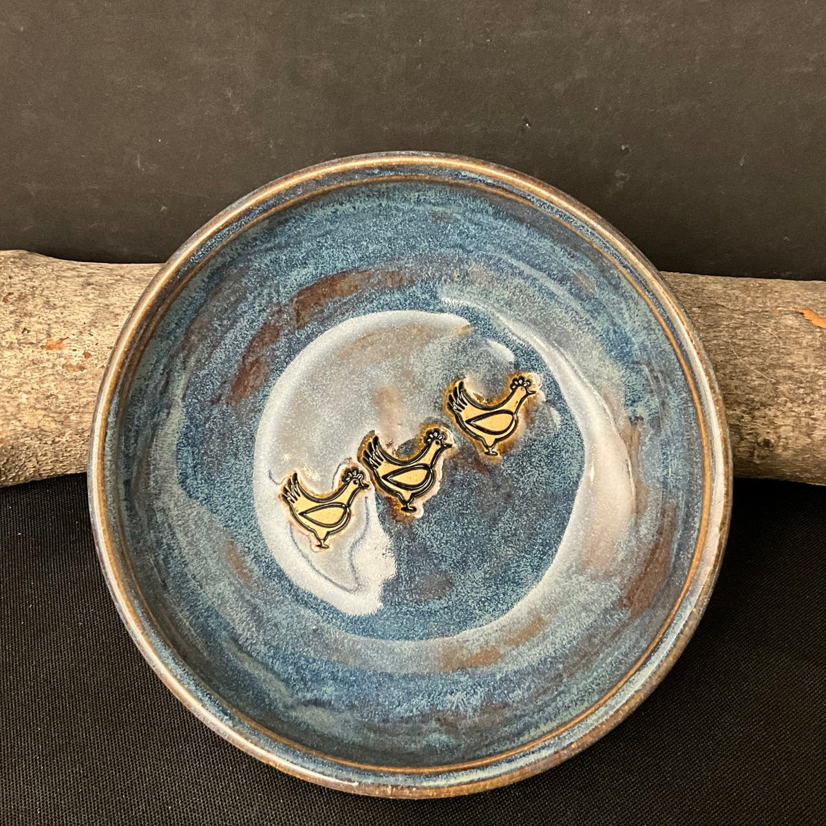 Trinket Dish Chickens Blue
