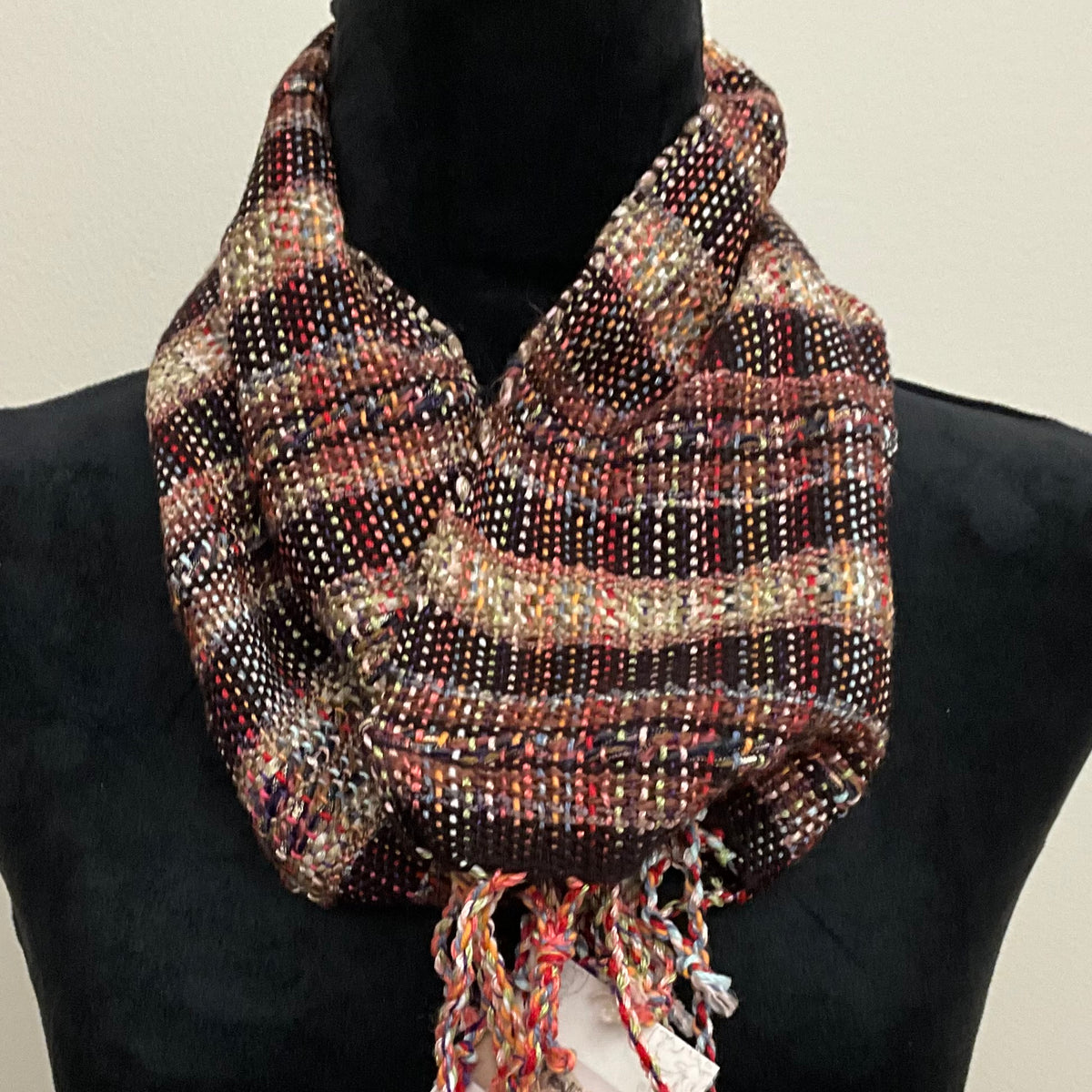 “Jamie” Infinity Scarf - J268 in Dark Brown & Tan