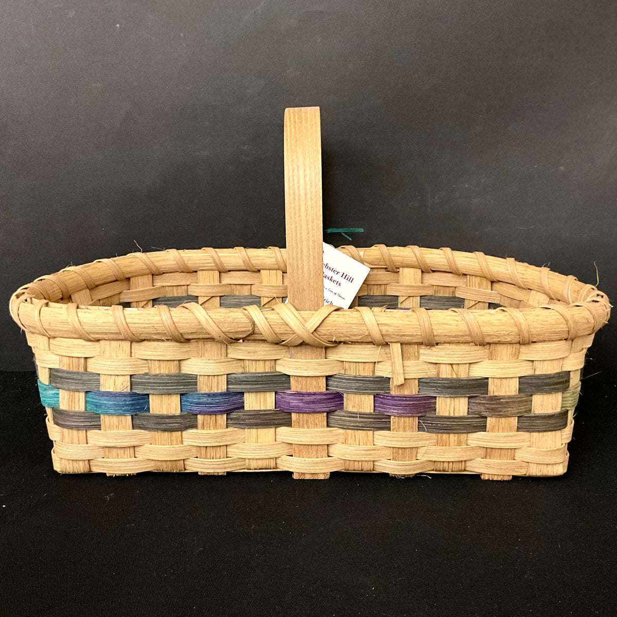 Small Market Basket with Purple, Blue & Green Band