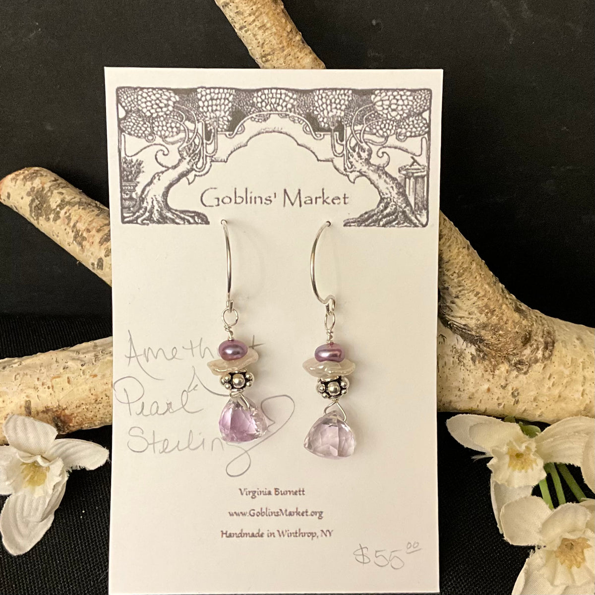 Amethyst & Pearl Earrings