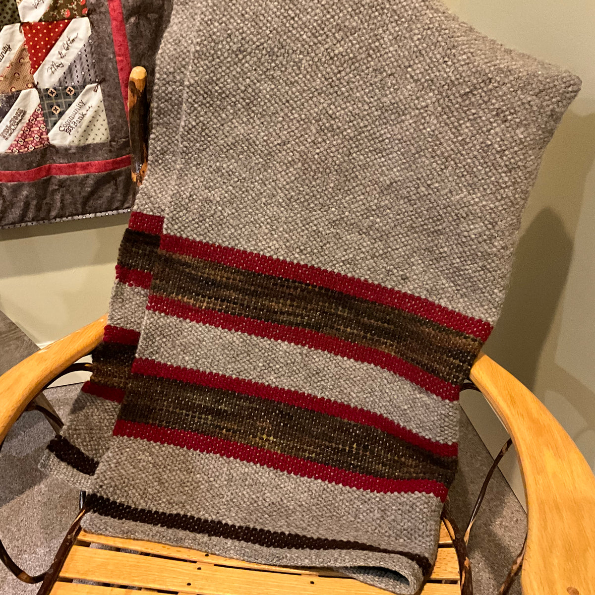 Love Seat Blanket LS125, Hand Dyed & Woven Wool Grey, Brown, Black