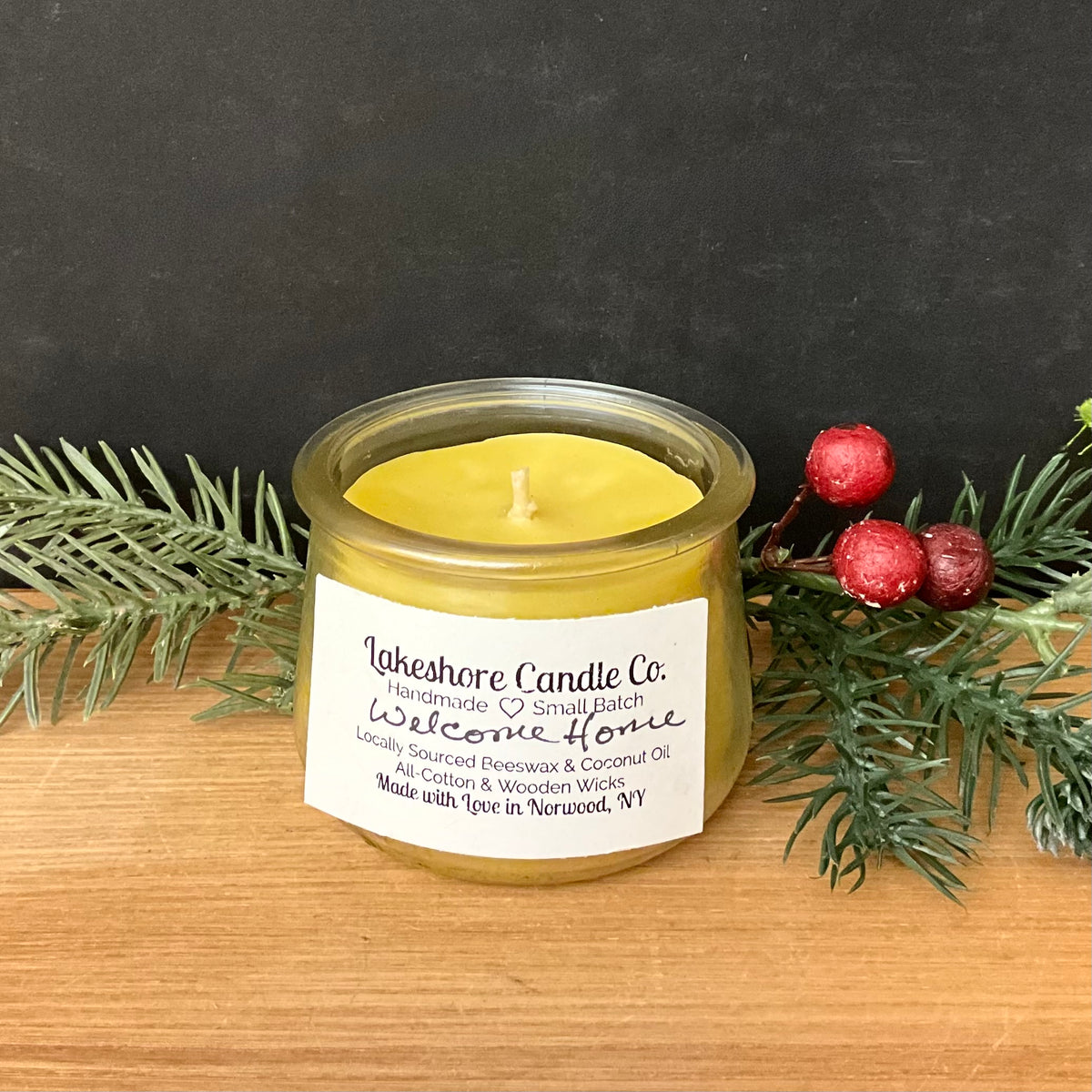 Petite Beeswax Glass Jar Candle, Welcome Home