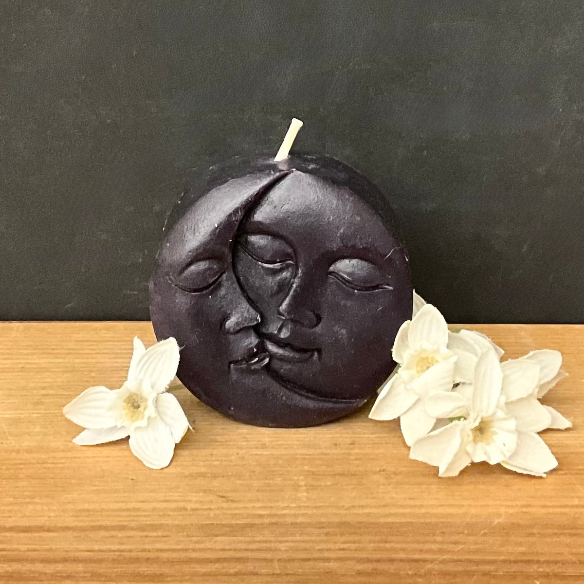 Scented Beeswax Black “Sun and Moon” Candle