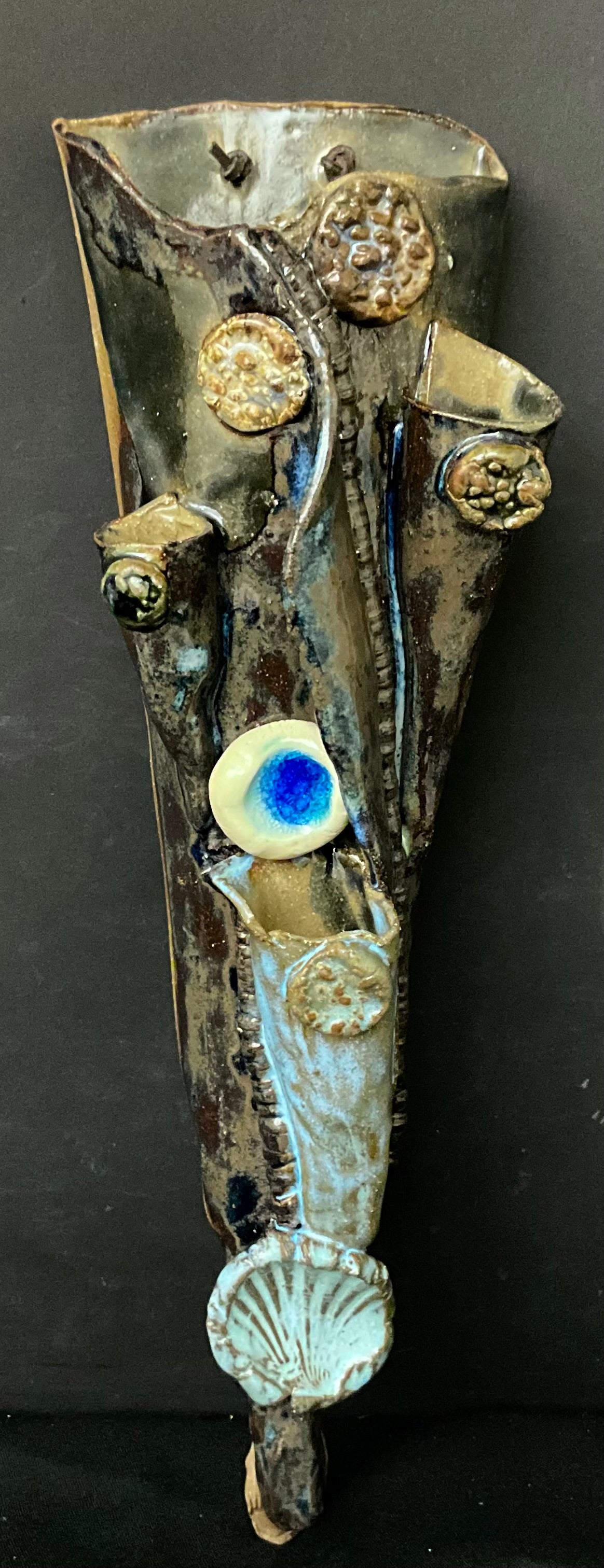 Ceramic Wall Art Vase with 3-dimensional “Natural Objects”