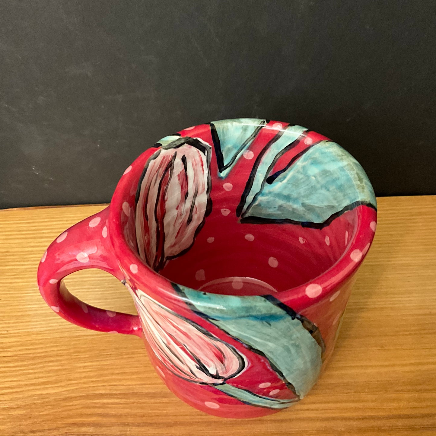Petite Mug Rose Red w Pink Tulips