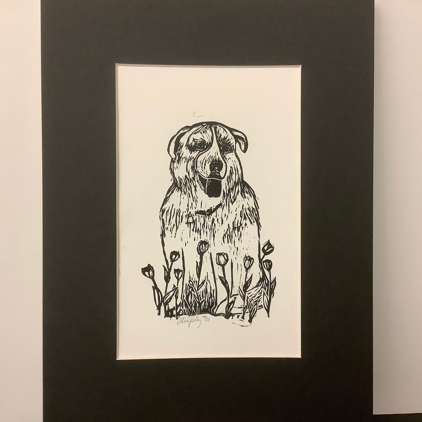 “Sweet Emma” Rubber Block Print with Black Mat