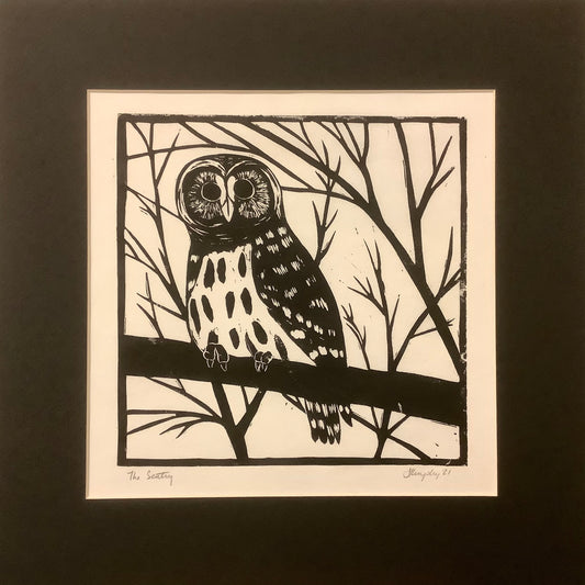 “The Sentry” Rubber Block Print with Black Mat