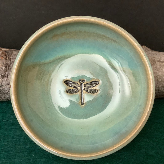 Trinket Dish Dragonfly Design Pale Turquoise