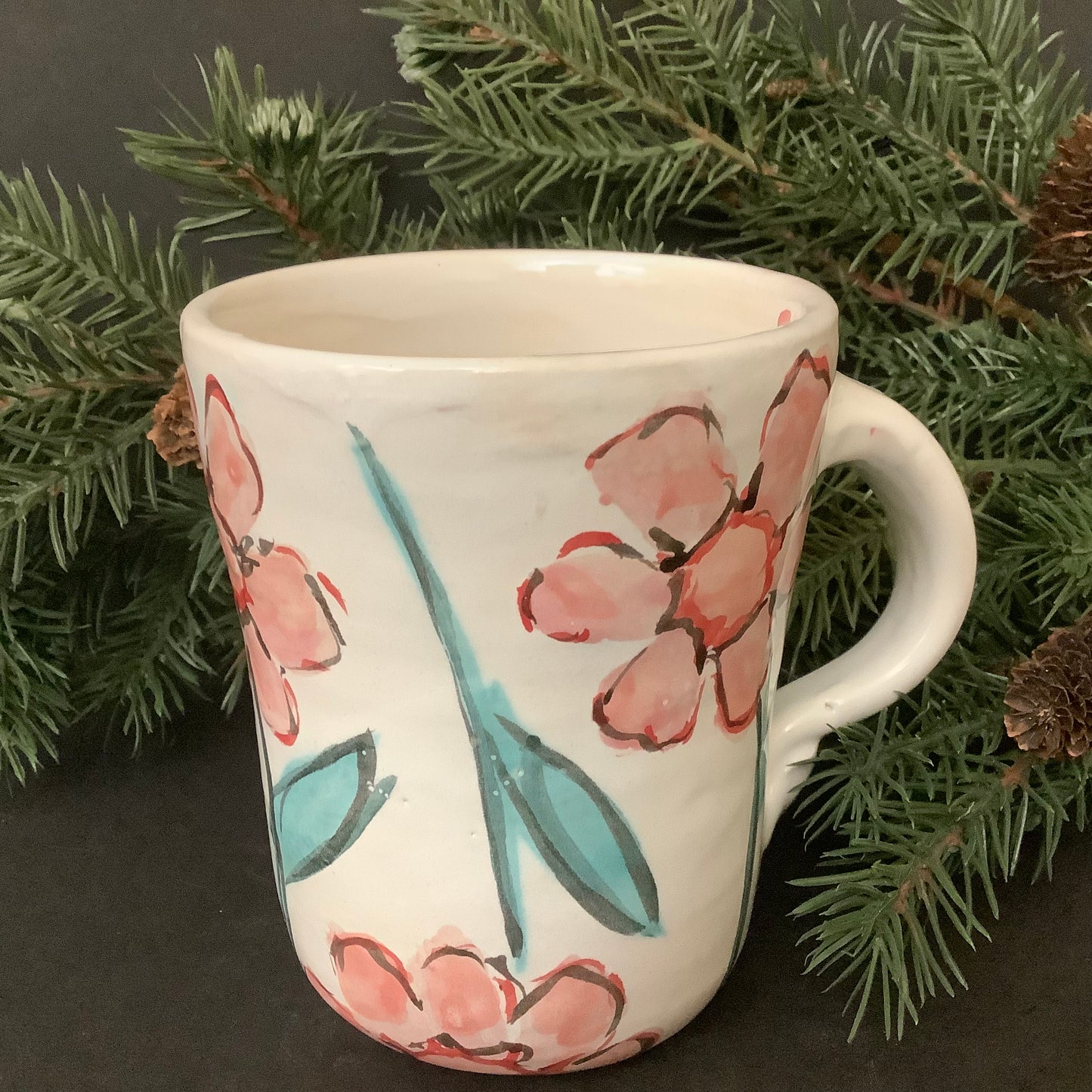 Mug with Pink Buttercup Flowers