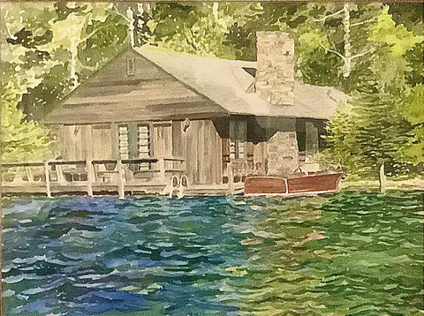 “Peaceful Lake Placid” Original Matted and Framed Watercolor Painting