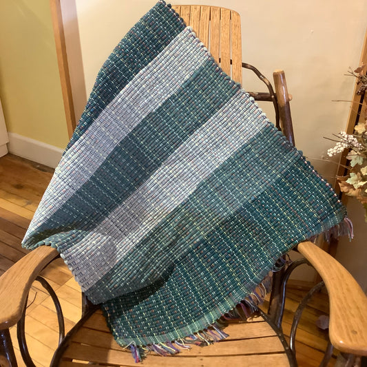 "Upcycled" Woven Rug in Greens