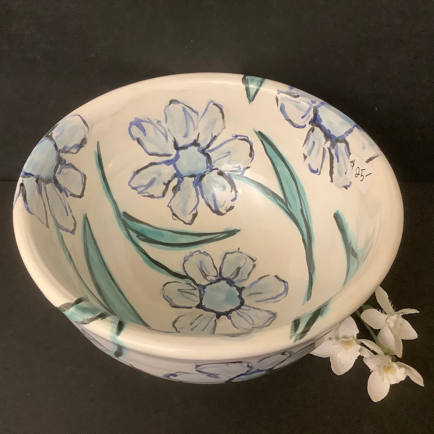 Petite Majolica Bowl with Light Blue Flowers