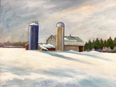 “The Stone Farm in Winter” Oil on Canvas