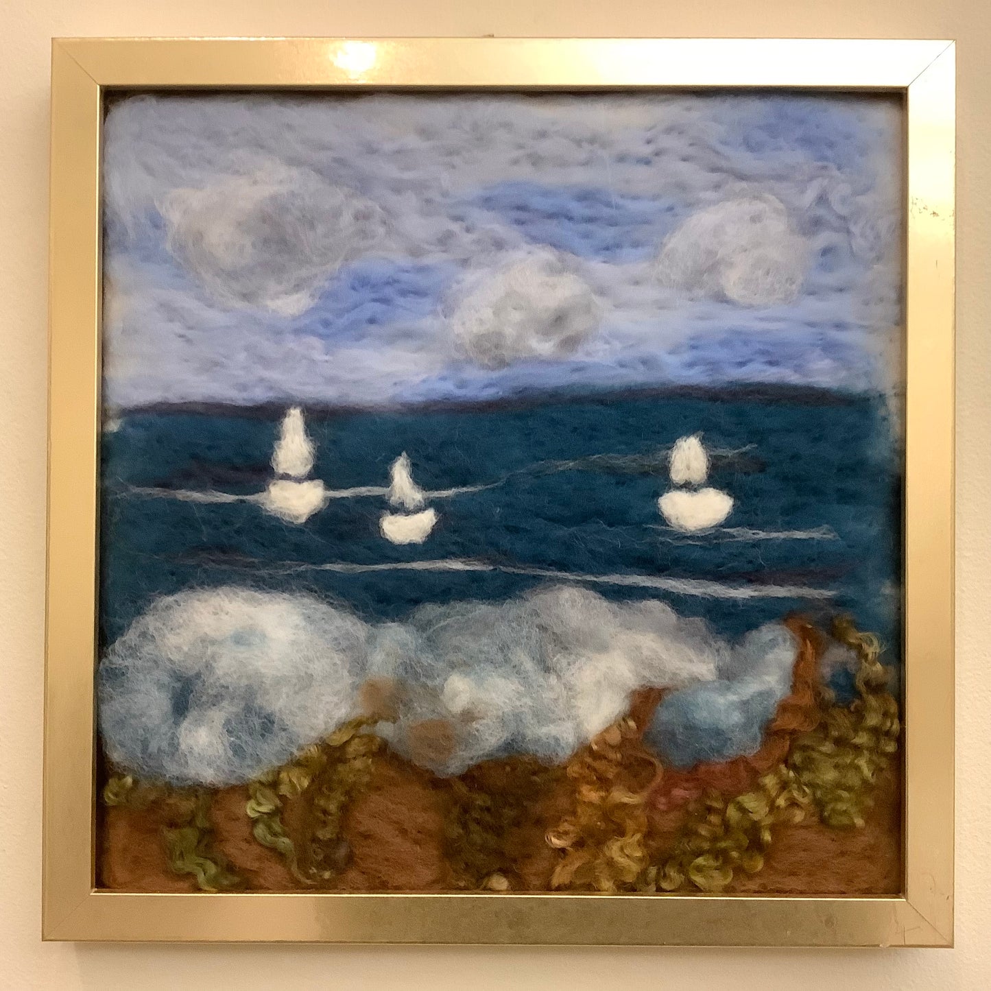 ”Felted Sea” Hand Felted Framed Art
