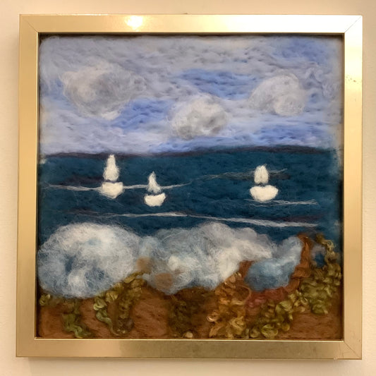 ”Felted Sea” Hand Felted Framed Art