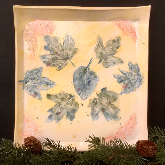 Platter with Embossed Maple Leaf Pattern