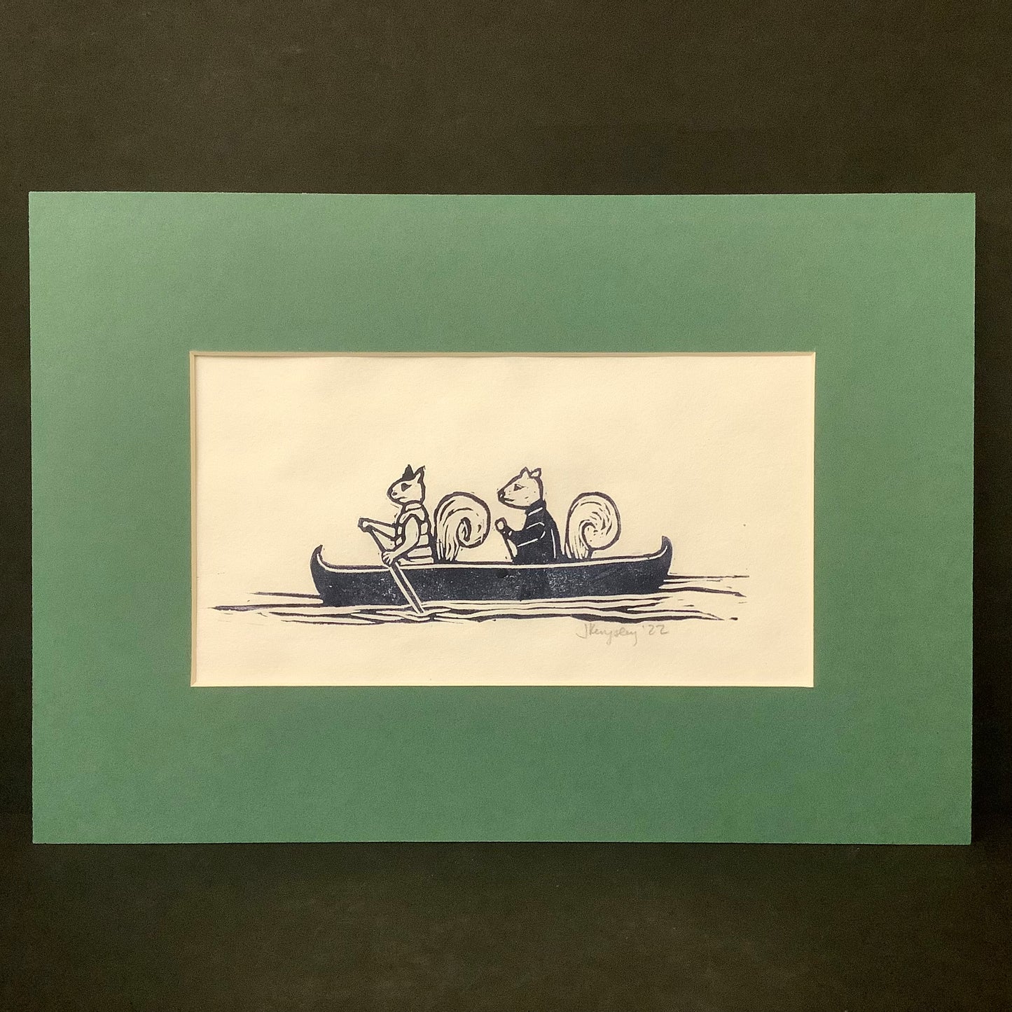 “Paddlers” Rubber Block Print with Mat
