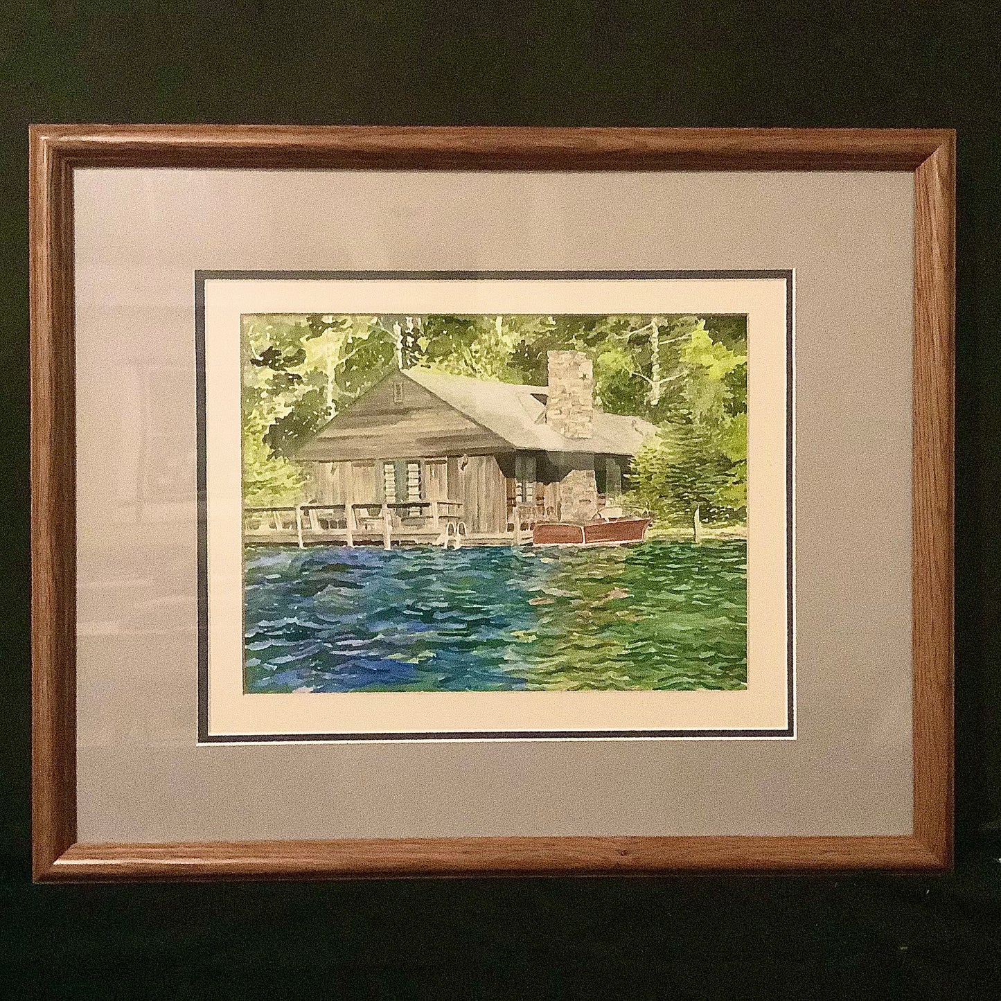 “Peaceful Lake Placid” Original Matted and Framed Watercolor Painting