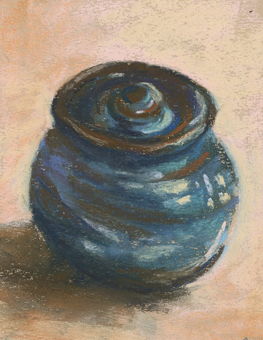 “Blue Pot” Original Matted Pastel