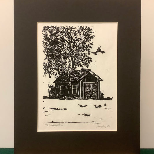 “Honey House” Rubber Block Print Matted