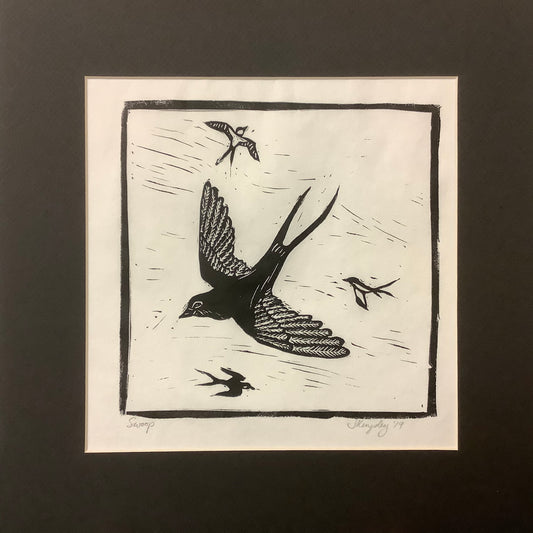 “Swoop” Rubber Block Print Matted