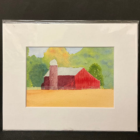 Red Barn - original watercolor by  David Crowell