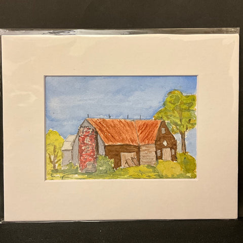 Old Red Silo - original watercolor by  David Crowell