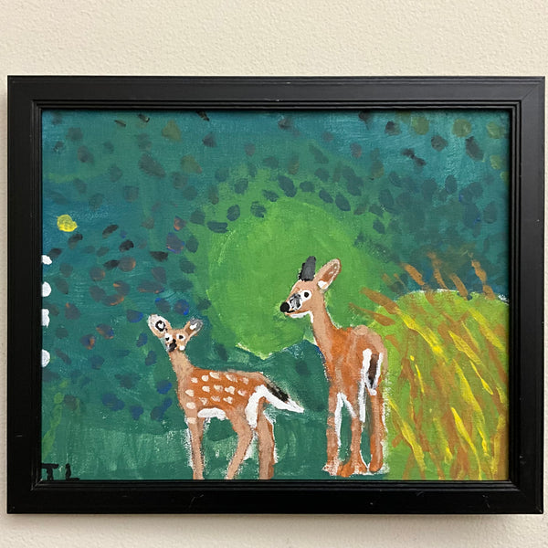 "Bambi and His Mom” Original Painting by Tara LeBlanc