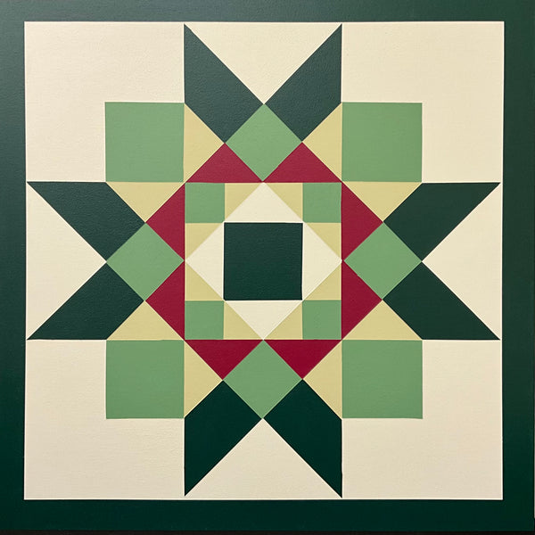 Barn Quilt Green/Magenta Geometric Pattern 2' x 2'