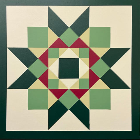 Barn Quilt Green/Magenta Geometric Pattern 2' x 2'