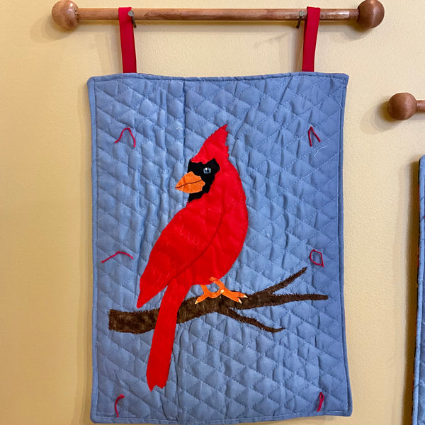 “Cardinal Tapestry” Left-facing Bird by Grace Mancini