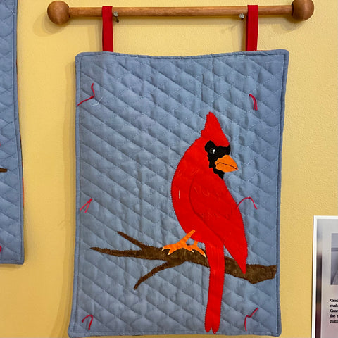 “Cardinal Tapestry” Right-facing Bird by Grace Mancini