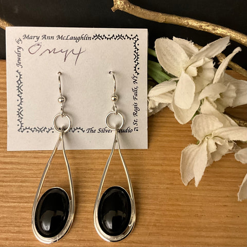 Large Teardrop Earring with Black Onyx