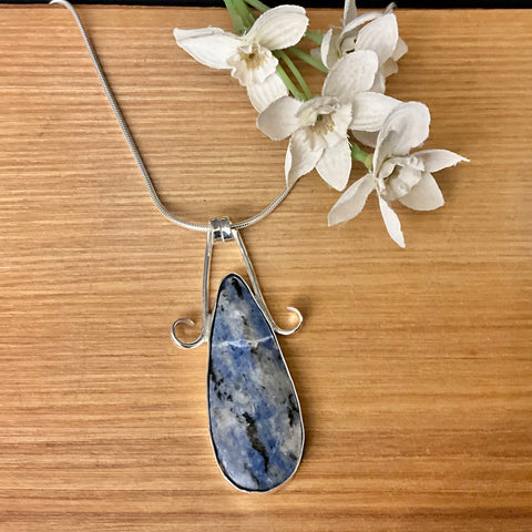 Large Teardrop Pendant with Curled Ends