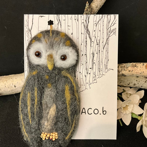 Boreal Owl  Needlefelted Ornament