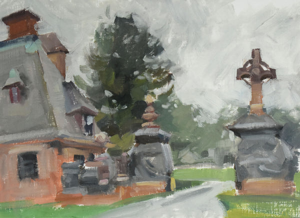 “Bayside Cemetery” Original Oil with Mat