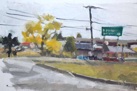 “Best Western Parking Lot” Original Oil with Mat