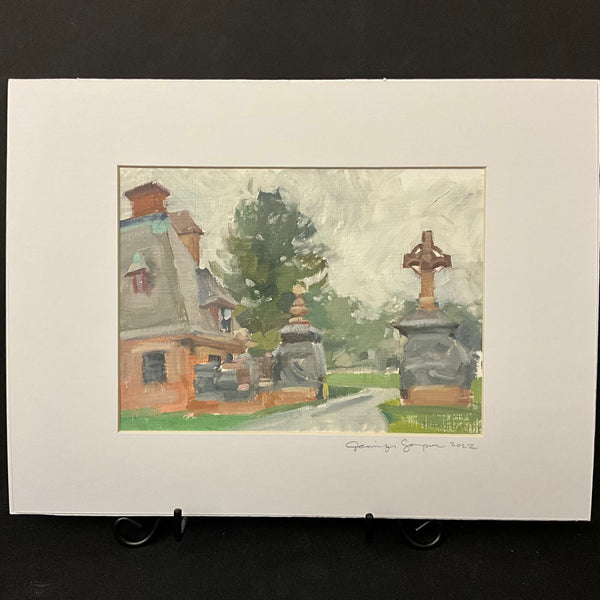 “Bayside Cemetery” Original Oil with Mat